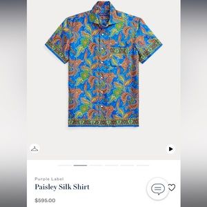 NEW WITH TAGS - Ralph Lauren - Paisley Silk Shirt - XL